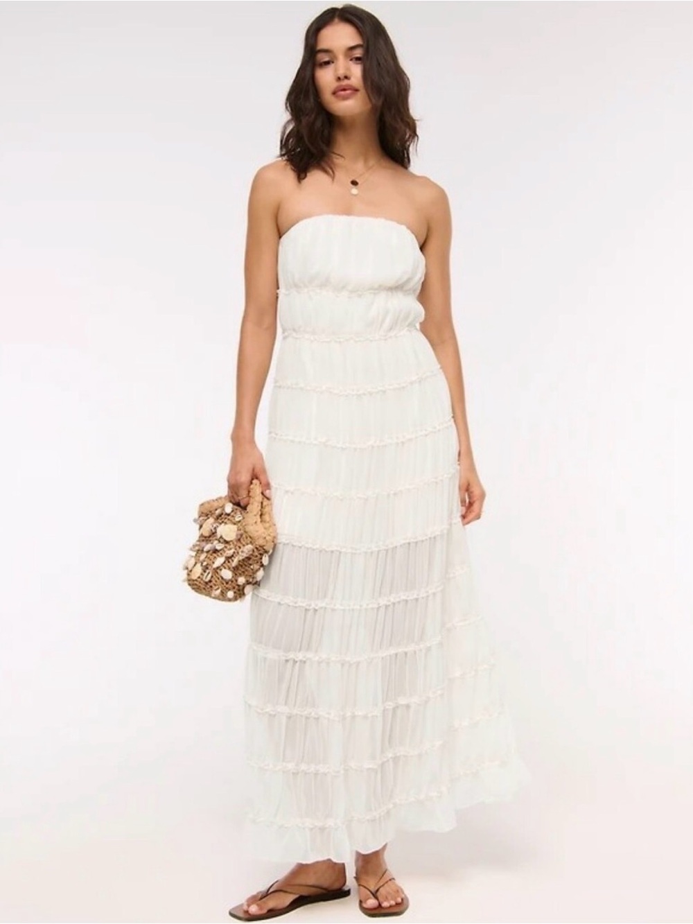 Abercrombie White Tiered Maxi Dress